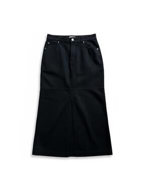 Nicole Miller Linen Midi Skirt Black European Flax Minimalist NWT M